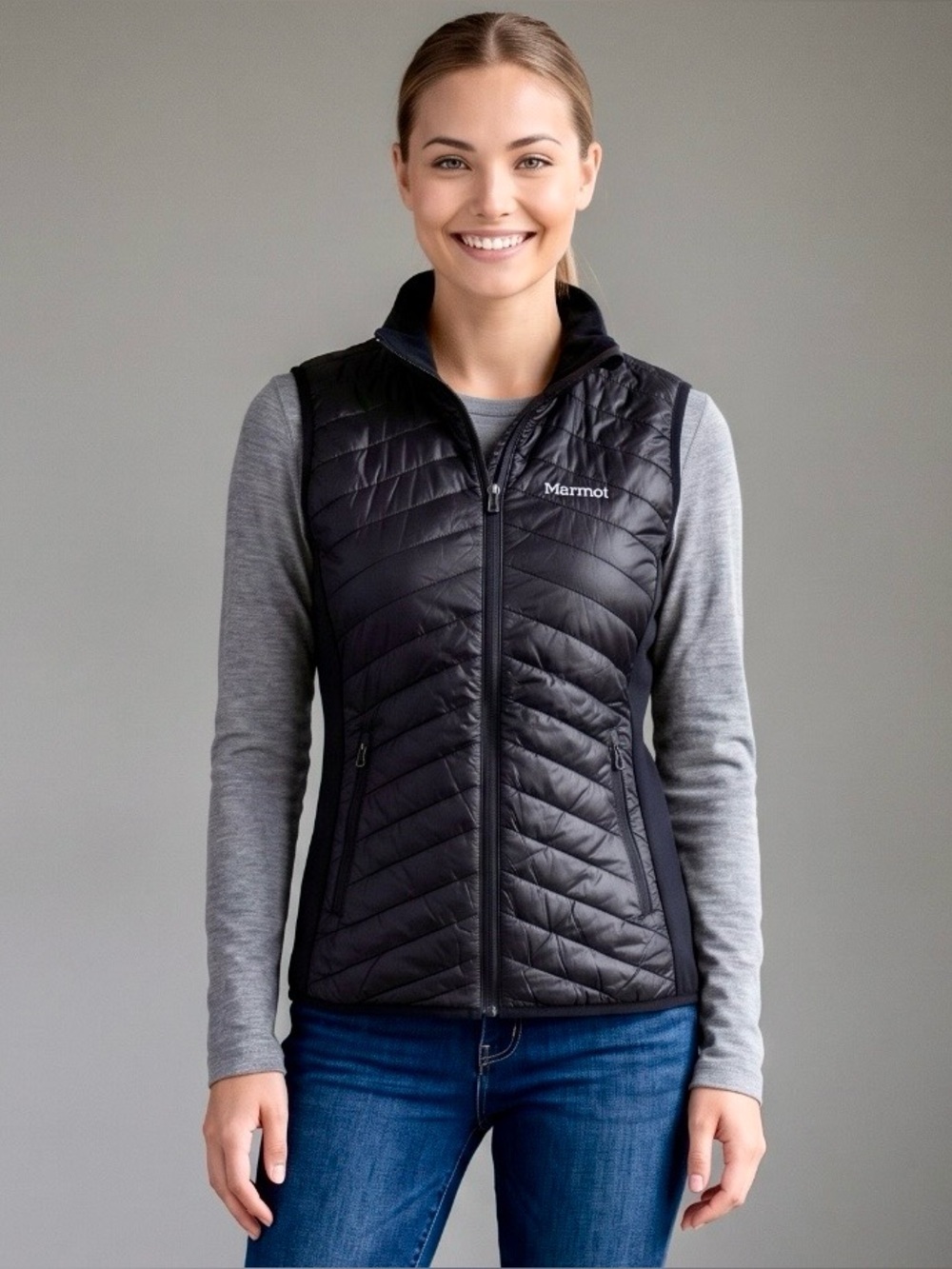🌻MARMOT Women’s Black Insulated Variant Nylon & Polartec Vest Size Small